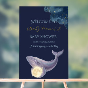 Celestial Moon Baby Shower Welcome Sign Whale &