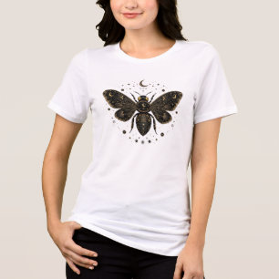 Celestial Moon Bee - Cosmic Mystical Bee Tri-Blend Shirt