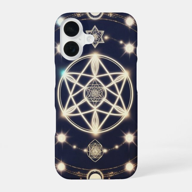 Celestial Moon Cycle Mandala – Sacred Geometry iPhone 16 Case (Back)