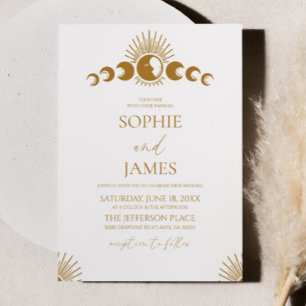 Celestial Moon Cycle Minimal Elegant Wedding Invitation