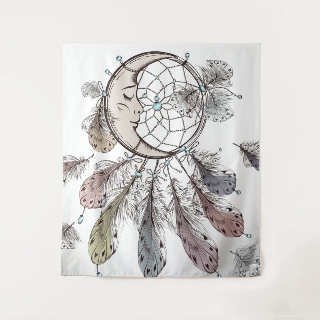 Celestial Moon Dreamcatcher Tapestry (Front)