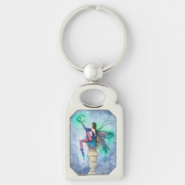 Celestial Moon Fairy Fantasy Art Key Ring (Front)