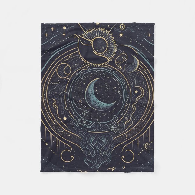 Celestial Moon  Fleece Blanket (Front)