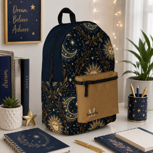Celestial Moon & Floral Backpack