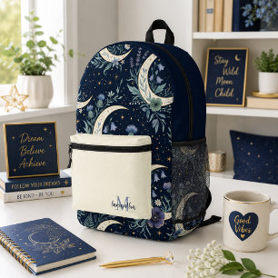 Celestial Moon & Floral Backpack