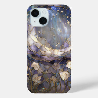 Celestial Moon & Floral Stained Glass Phone Case