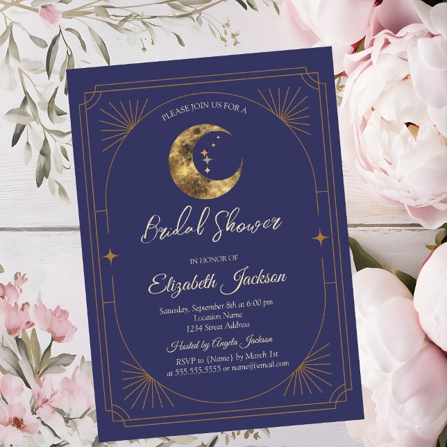 Celestial Moon Frame Violet Bridal Shower Invitation (Creator Uploaded)