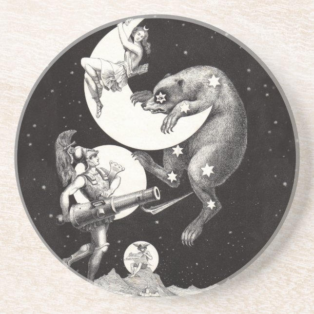 Celestial Moon Goddess Luna Ursa Major and Mars Coaster (Front)