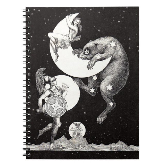 Celestial Moon Goddess Luna Ursa Major and Mars Notebook (Front)