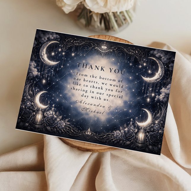 Celestial Moon Gothic Wedding Thank You Card (Creator Uploaded)