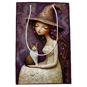 Celestial Moon Maiden Mystical Cat Gift Bag