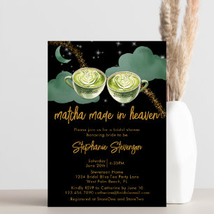 Celestial Moon Matcha Made In Heaven Bridal Shower Invitation