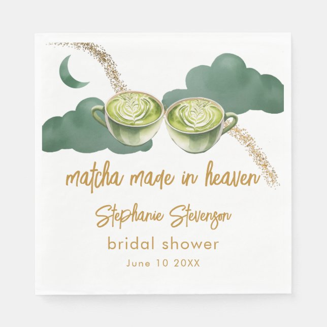 Celestial Moon Matcha Made In Heaven Bridal Shower Napkin (Front)