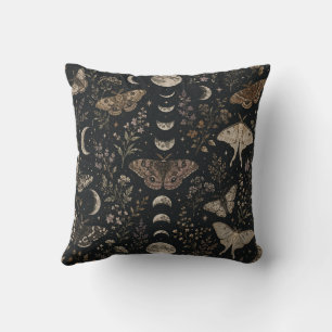 Celestial Moon Moth Witchy Gothic Botanical Nature Cushion