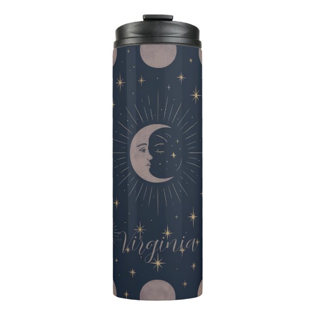 Celestial Moon Pattern | Cosmic Custom Women’s  Thermal Tumbler (Front)