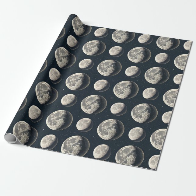 Celestial Moon Phase (3) Wrapping Paper (Unrolled)