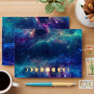Celestial Moon Phase Galaxy Envelopes