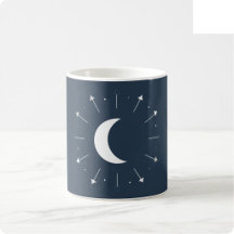 Celestial Moon Phase Mug - Deep Navy & Silver (Ful