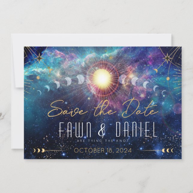 Celestial Moon Phase Save the Date (Front)
