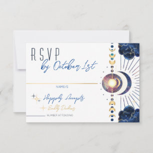 Celestial Moon Phase White RSVP Card