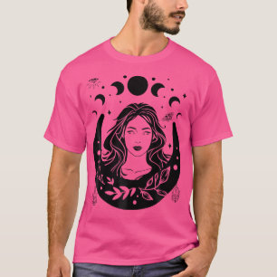 Celestial Moon Phases And Girl Mystical Boho Wicca T-Shirt