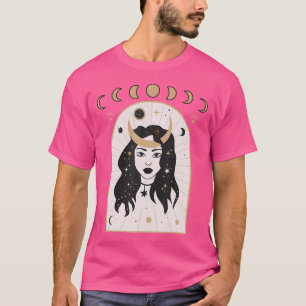 Celestial Moon Phases And Girl Mystical Boho Wicca T-Shirt