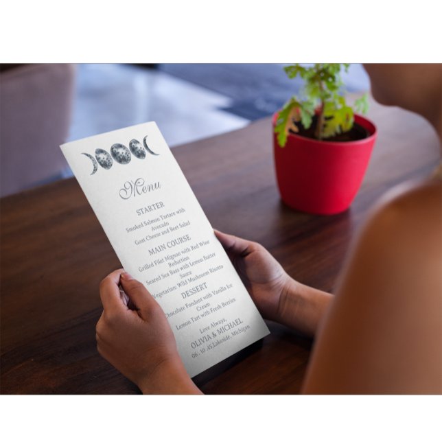 Celestial Moon Phases Boho Editable Wedding Menu (Creator Uploaded)