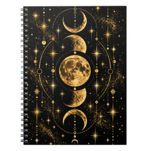 Celestial Moon Phases Gold Notebook