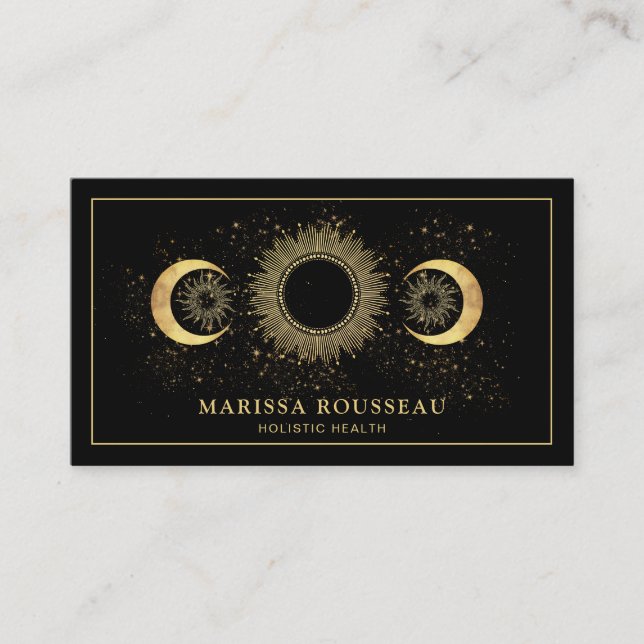 Celestial Moon Phases Holistic Health Business Card (Front)