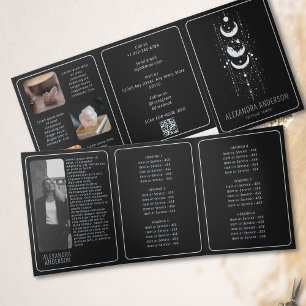 Celestial Moon Phases Mystical Spiritual QR Code  Tri-Fold Card