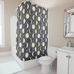 Celestial Moon Phases Pattern Shower Curtain