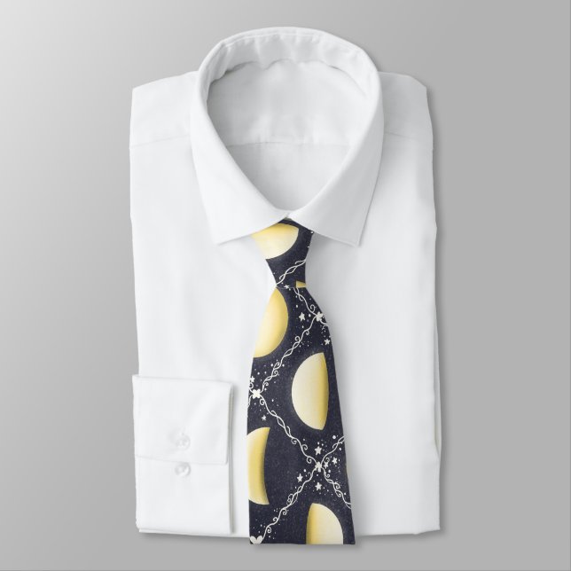 Celestial Moon Phases Pattern Tie (Tied)