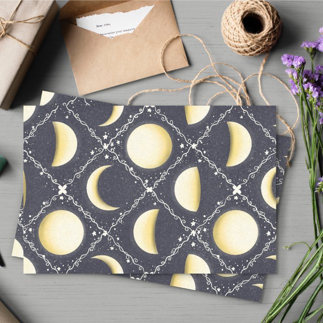 Celestial Moon Phases Pattern Tissue Paper (Moon Phases Tissue Paper)