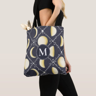 Celestial Moon Phases Pattern Tote Bag