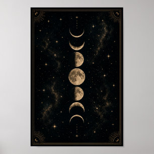 Celestial Moon Phases Poster Boho Lunar Wall Art