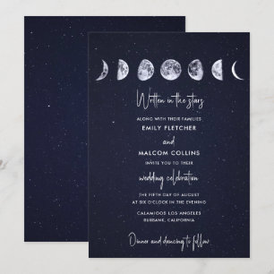 Celestial Moon Phases Written in the Stars Wedding Invitation