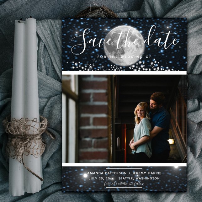 Celestial Moon Photo Save the Date Invite (Celestial Moon Photo Save the Date)