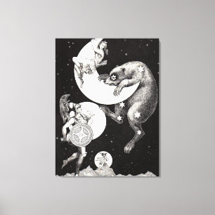 Celestial Moon Sky Universe God Night Illustration Canvas Print