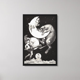 Celestial Moon Sky Universe God Night Illustration Canvas Print