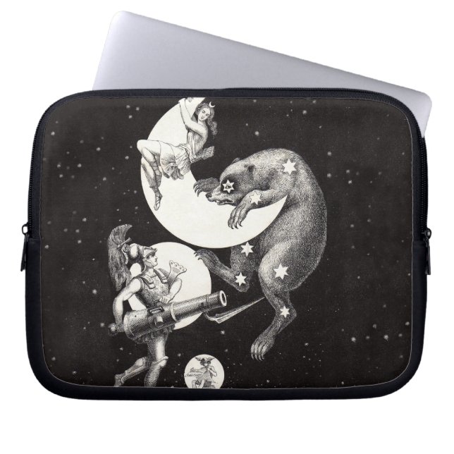 Celestial Moon Sky Universe God Night Illustration Laptop Sleeve (Front)
