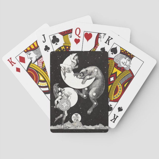 Celestial Moon Sky Universe God Night Illustration Playing Cards (Back)