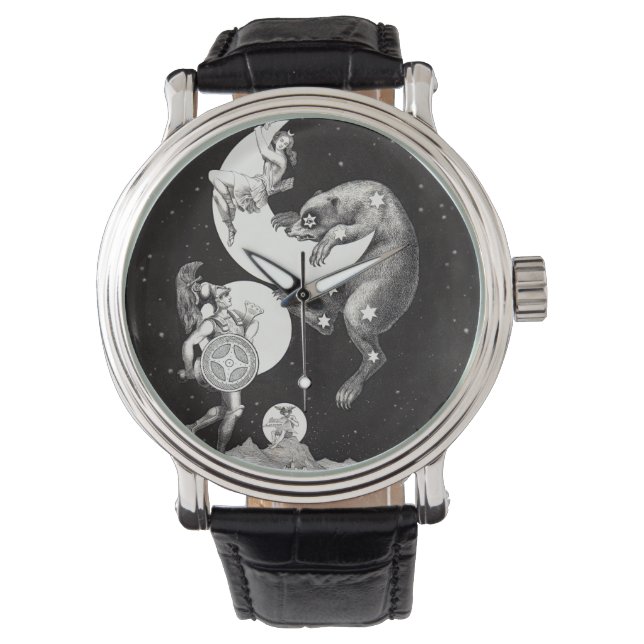 Celestial Moon Sky Universe God Night Illustration Watch (Front)