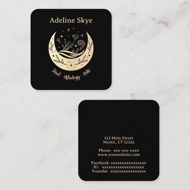Celestial moon square business card (Front/Back)