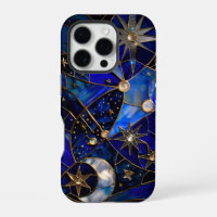 Celestial Moon Starry Night Stained Glass