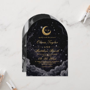 Celestial Moon Starry Night Wedding Invitation