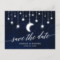 Celestial Moon Stars Calligraphy Save The Date