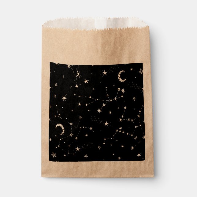 celestial moon stars constellations black favour bags (Front)