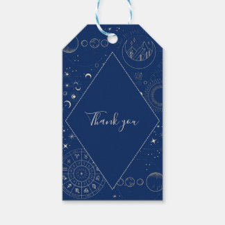 Celestial moon stars cosmic wedding thank you gift tags