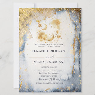 Celestial Moon,Stars Galaxy Wedding  Invitation
