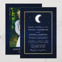 Celestial Moon Stars Gold Photo Wedding
